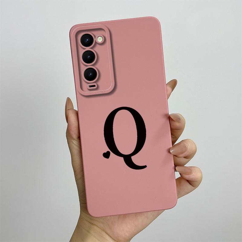 For Tecno Camon 18 Case Tecno Camon 18P Phone Case Camon 18T CH6 CH7n Cute Initial Letters Square Silicone Shockproof Back Cover