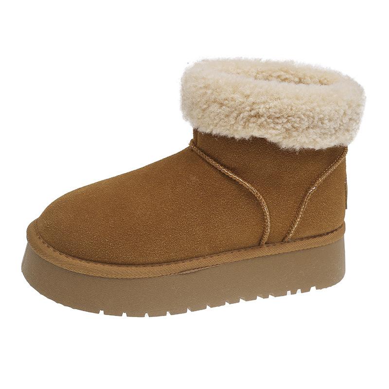 Snow Boots Women's New Winter Thick-soled Non-slip Fur Integrated Fleece Thickened Warm Cotton Shoes Women's Shoes