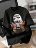 Unisex's Fashion Masked Person Print Round Neck Short Sleeve T-Shirt