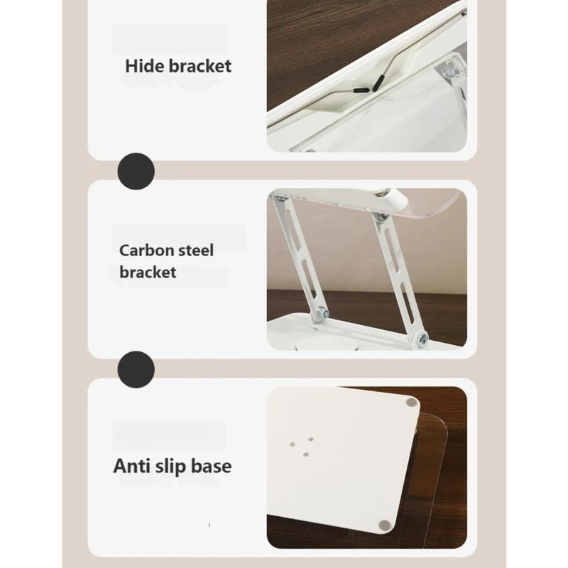 Ergonomic Acrylic Book Stand Height Adjustable and Angle for Reading Study and Cooking Foldable Portable Design