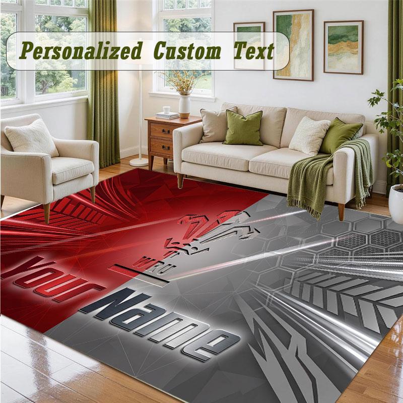 Crystal Velvet Square Rug Custom NameWales Rugby Pattern Non Slip Home Floor Decor Rug