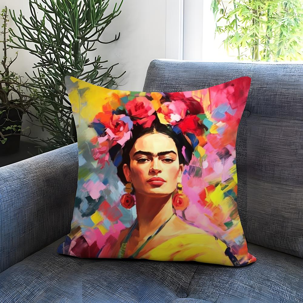 F-Frida K-Kahlo Painting Art Cushion Cover Comfortable Reversible Pillow Cover Ideal for Car Sofa Bedroom & Beyond