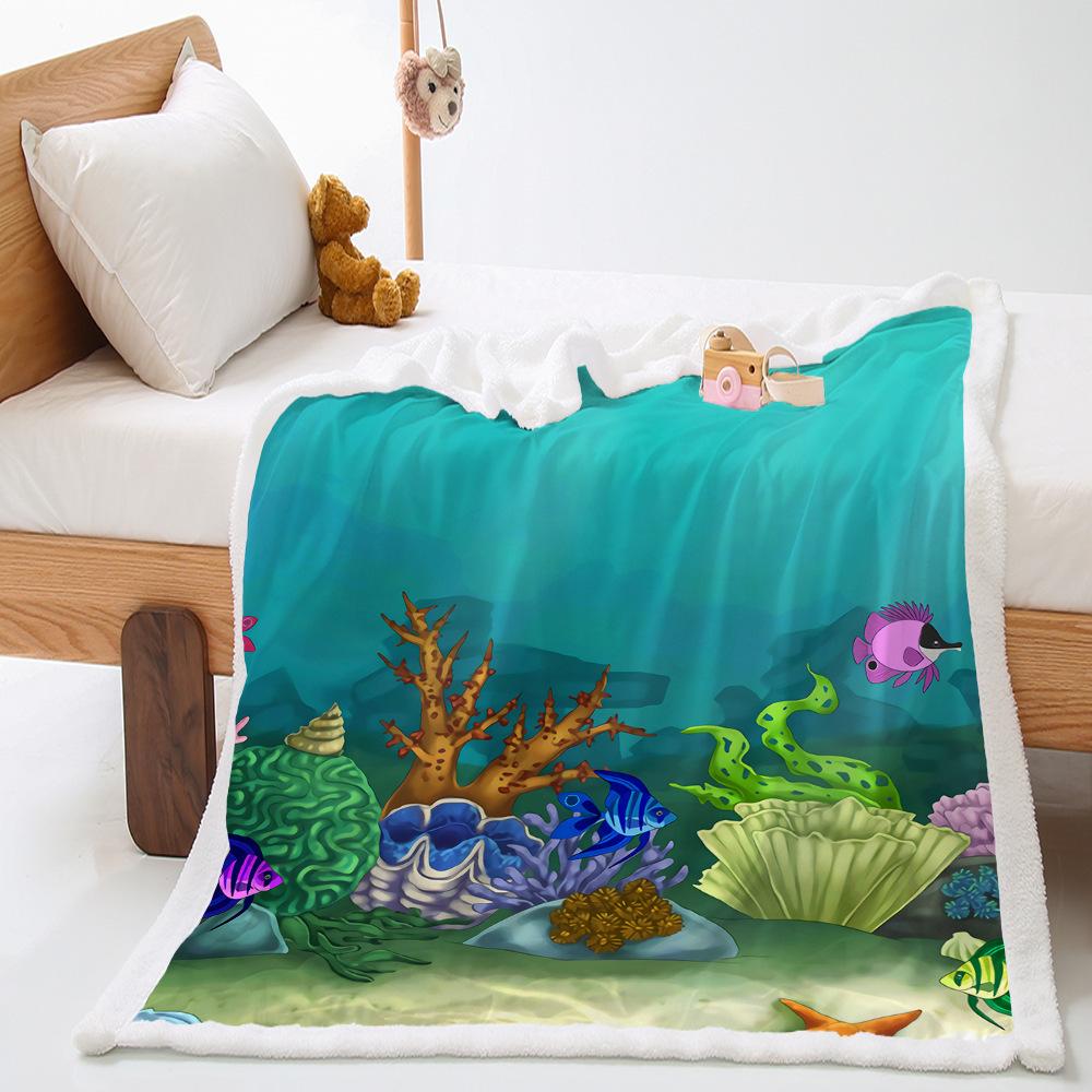 Blanket Marine Life Dolphin Lamb Fleece Crystal Fleece Blanket