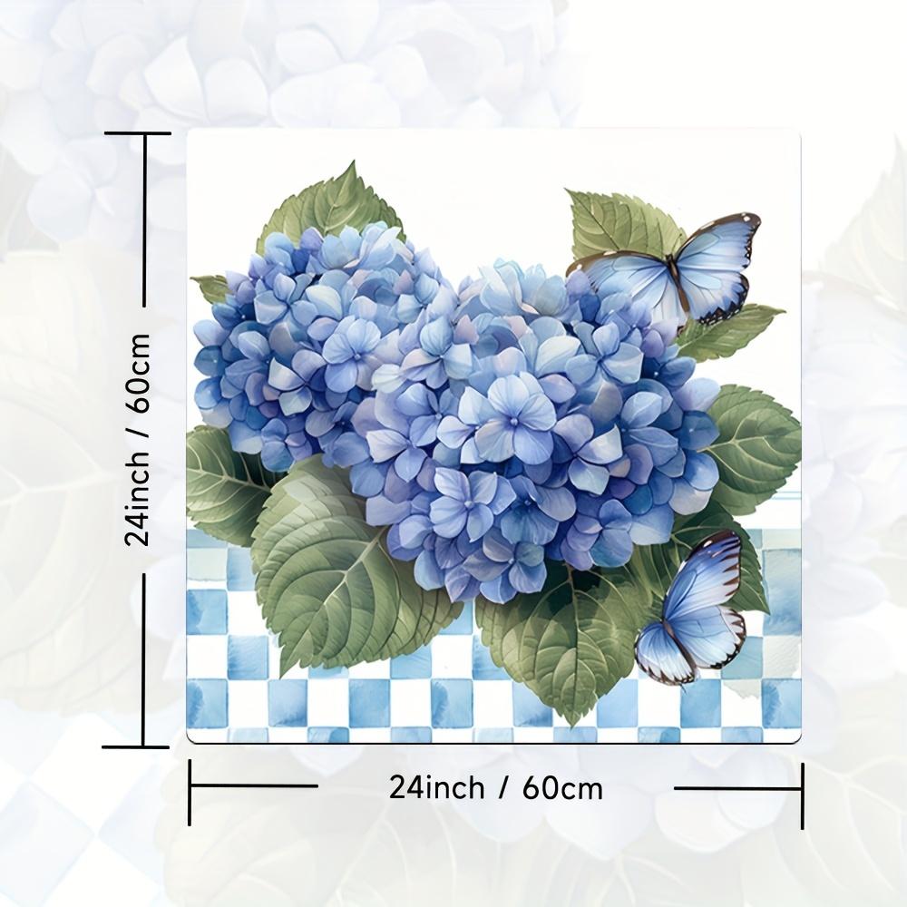 1Pcs Rubber Drying Mat With  Blue Flower  Print For Coffee Shop Restaurant Kitchen Carpet Tableware Durable Diatom Mud Table Mat Pet Mat Coffeeware