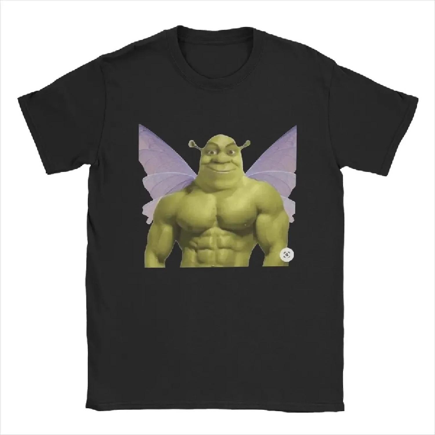 Funny Shreks Meme Shirt Short Sleeve Clothing Adult Merchandise Men Women Pure Cotton Funny Shreks Butterfly Tee Shirt harajuku S