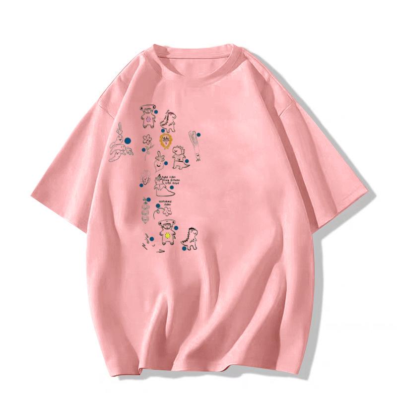 Women's 2025 Summer Cotton Short Sleeve T-Shirt with Straight Shoulder Design