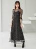 Sustainable Flocked Print Dress SWFO245031 BLK [Snidel] Women's