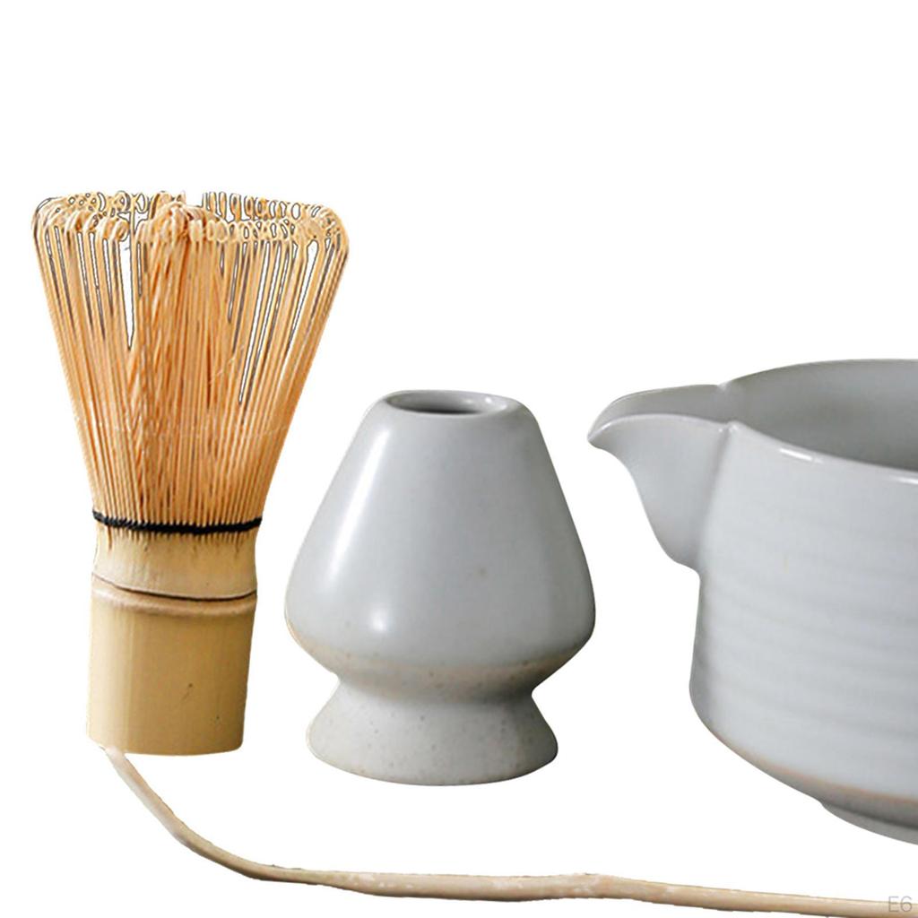 4 Pieces Bamboo Matcha Whisk Scoop and Holder Bowl, Japanese Ceremony Accessory with Tea