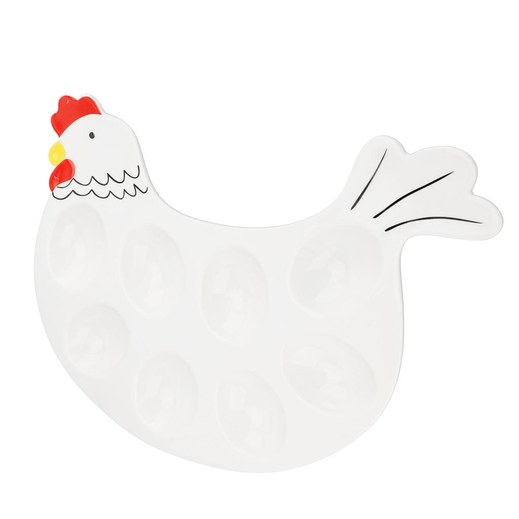 8 Fächer Eierplatte Serviertablett Niedliche Hühnerförmige Keramikschale Osterei Präsentationsständer