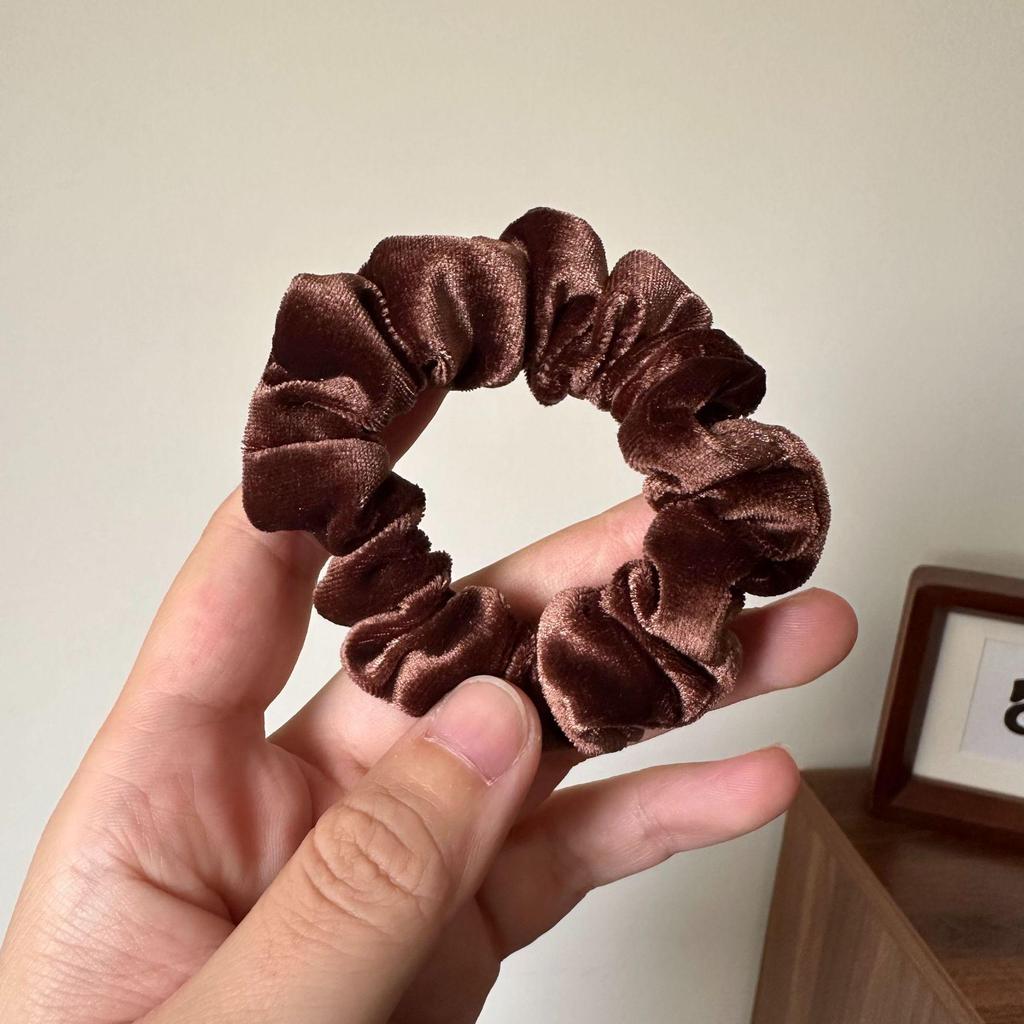 Velvet Scrunchies Set: Milk Tea & Apricot - Japanese & Korean Style Hair Accessories