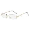 Fashionable Rimless Color-Changing Myopia Glasses - Ultra-Light, Blue Light Blocking, Trendy Metal Frames for Couples