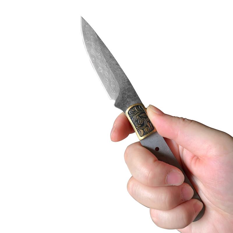Damaststahl Messerklinge DIY Halbfertig Teemesser Nadel Gerades Messer Handwerkzeuge Materialwissenschaft