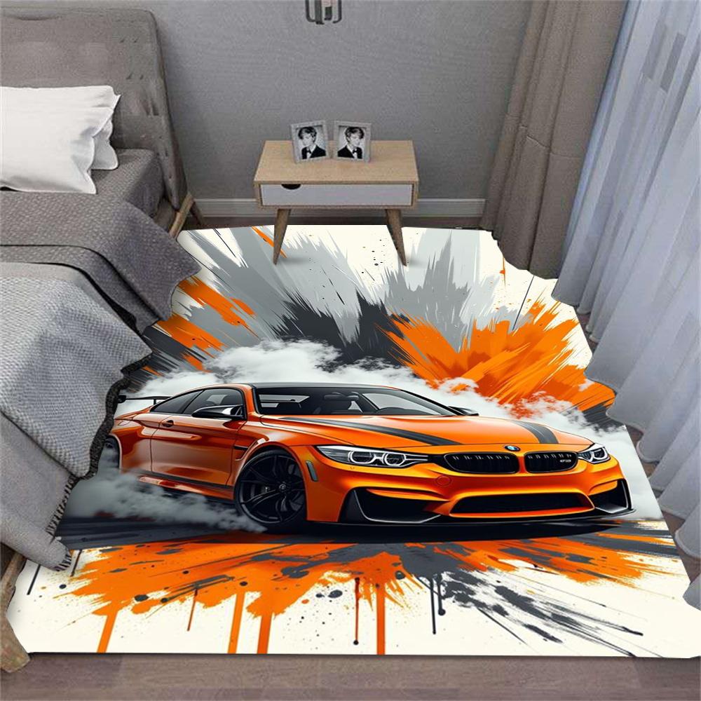 

Желтый ковер с дизайном спортивного автомобиля для спальни, гостиной, современный домашний декор, мягкий, нескользящий, моющийся, большой коврик для пола 40X60CM