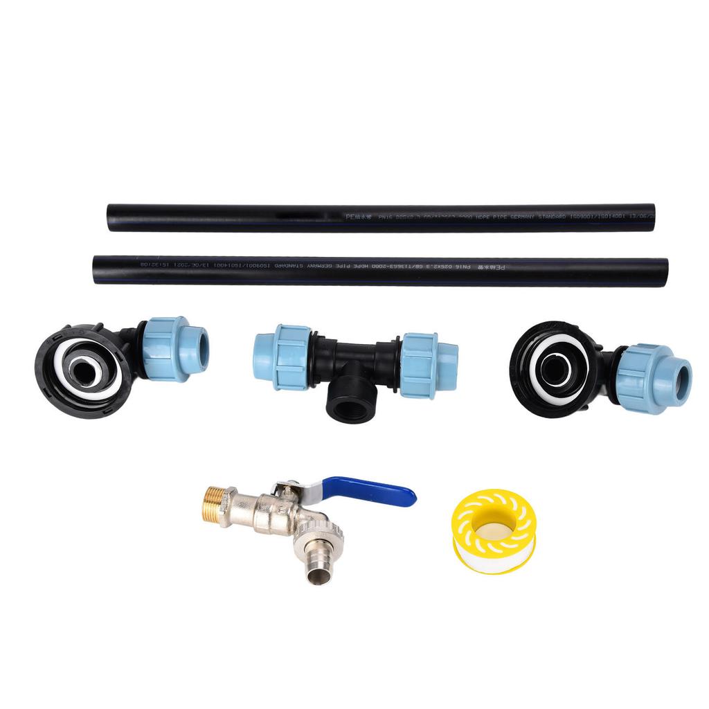 Elbow IBC Adapter Container Tank Gooseneck Outlet Tap Connector for Filling Watering Can2 Barrels In Series