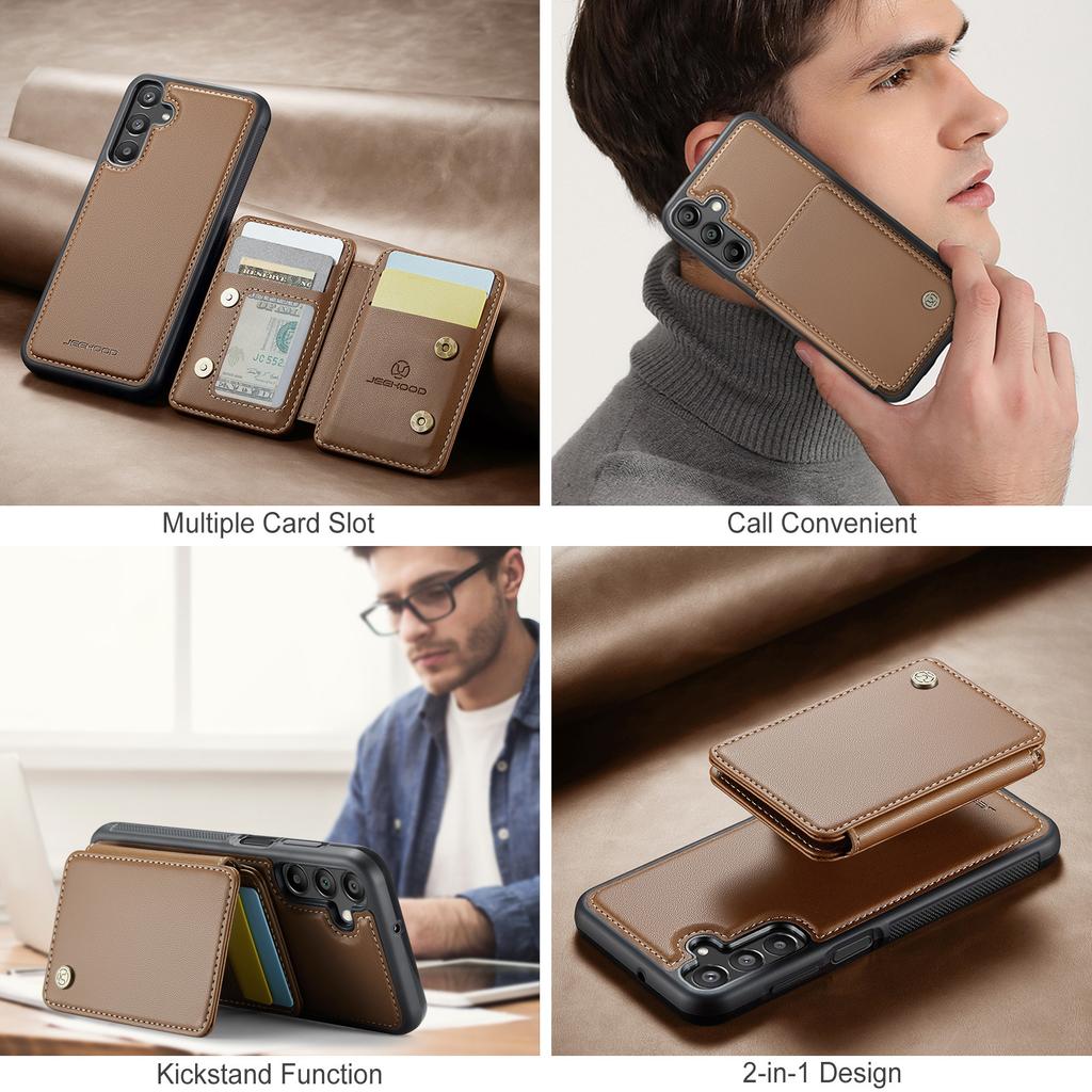Applicable to Apple Samsung A16 mobile phone case S24FE magnetic suction split card bag brush A55 can be inserted into the card anti-drop leather case
