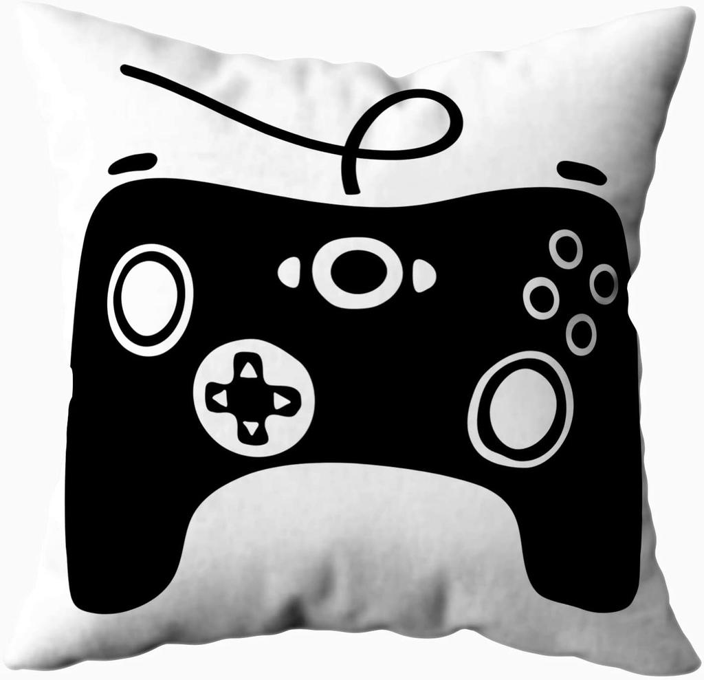 Gamer Game Controller Joypad Joystick Kissenbezug rot kariert Dekokissenbezüge 45x45cm Game Stick Play Video Shirt Druck