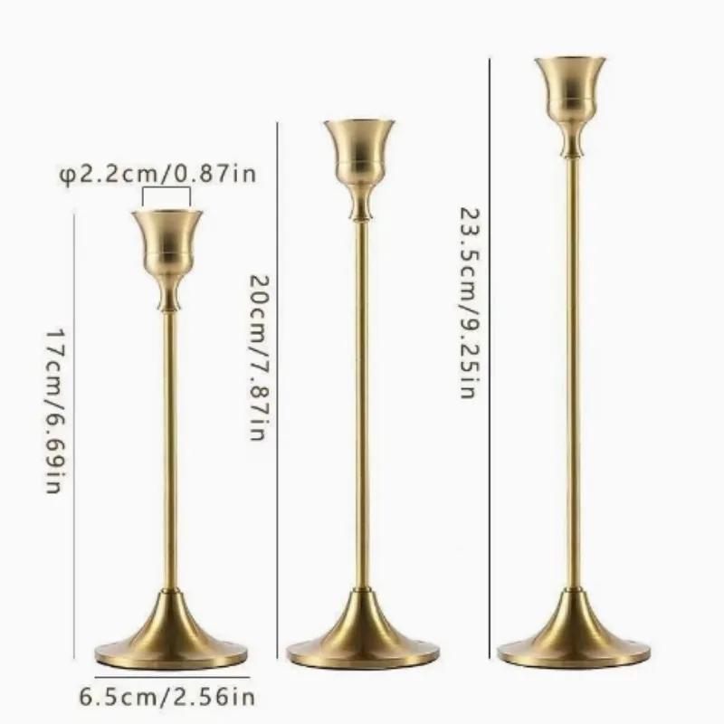 1 Stück/3 Stück Vintage und elegante Metall-Tischkerzenhalter werden für Hochzeiten, Thanksgiving, Weihnachten und Hoteldekoration verwendet