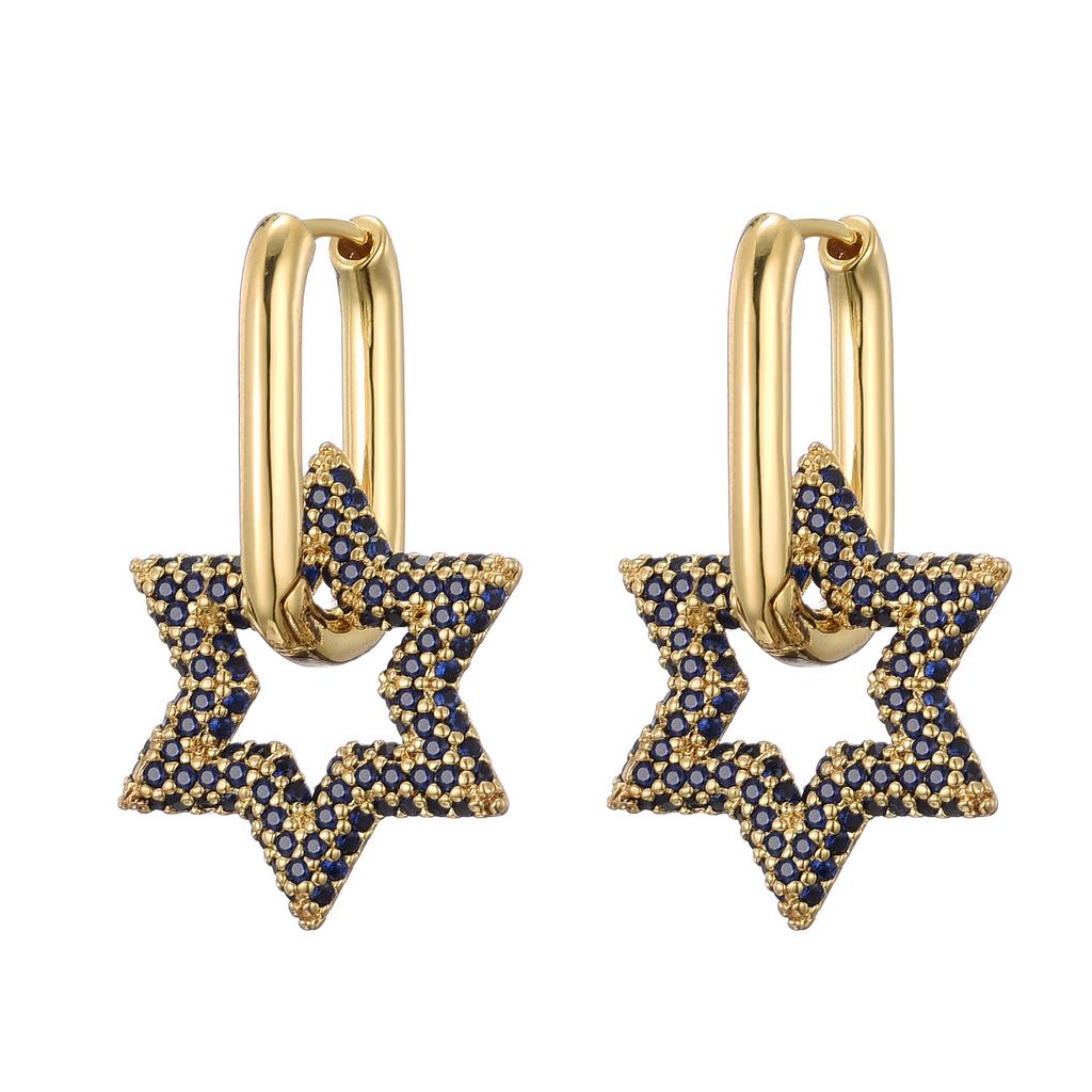 High Quality Zirconia Hoop Earrings for Women Elegant Star Copper Dangle Earrings Female Wedding Party Jewelry Couple Gift