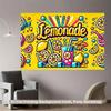 2D Pop Art Lemonade Backdrop with Lemons, Drinks, Straws & Bubbles Photography Background Banner