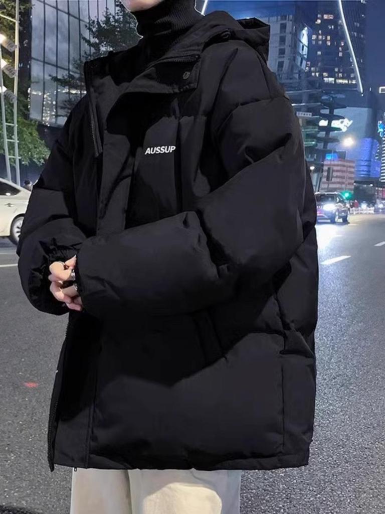 Men's Plus Size Hooded Down Puffer Jacket - Thick, Warm, and Versatile Winter Coat for Couples and Students