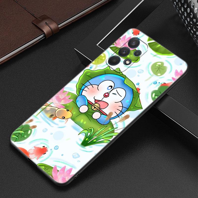 Cute Doraemon Moon Phone Case For Samsung Galaxy A12 A22 A31 A32 A50 A51 A70 A71 A72 A11 A21S A02S A10S A20S A30S A52 S 5G Cover