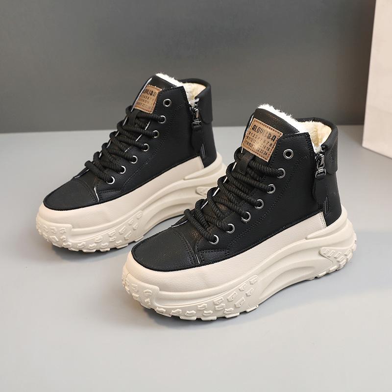 Women's ZY0011 High-Top Sneakers, Autumn 2023, Round-Toe, Thick-Soled, Height-Increasing, Casual Street Style.