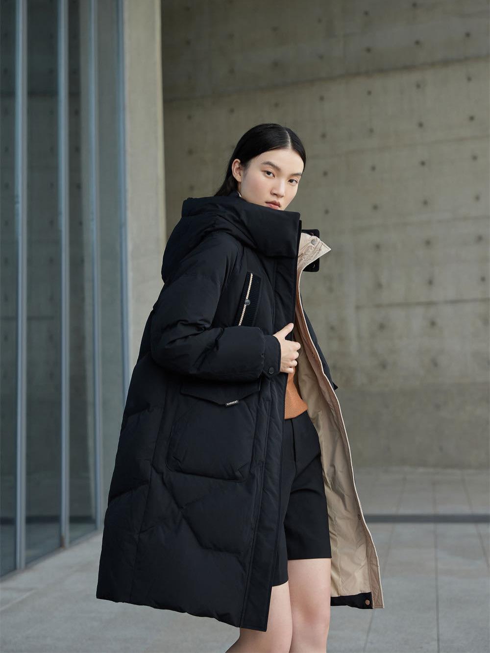 

Пуховик Yaqiu Женский Высококачественный в Корейском Стиле: Пальто средней длины, большого размера, плотное, осенне-зимнее Small