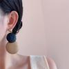 Korean Retro Geometric Wooden Earrings: Women's Long Dangle Ear Hoops, Simple Handmade Dotted Round Jewelry