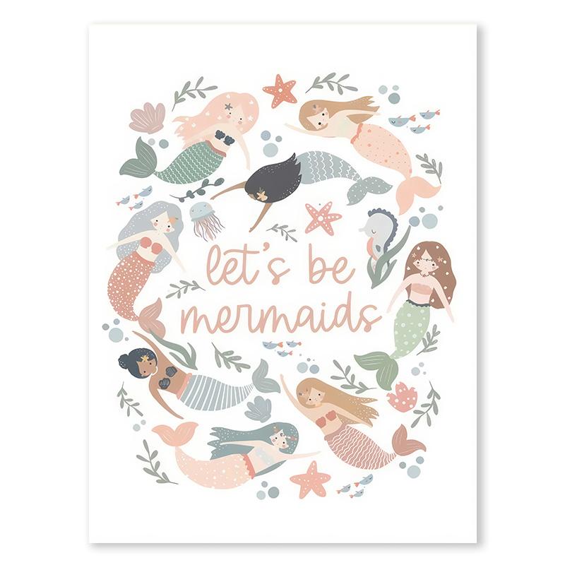 

Розовая комната для девочки Океан Кит Русалка Постеры Мультяшное животное Черепаха Осьминог Холст Живопись Принт Картинки Детская комната Настенный декор 21x30cm No Framed