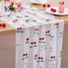 Elegant Event Table Liners Sheer Tulle Runner, Strawberry Cherry Lemon Pattern, Summer Runner Overlay, Seasonal Fruit for Birthday Party Wedding Decor