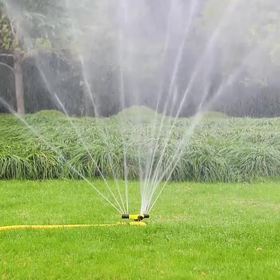 Automatic Garden Sprinkler 360-Degree Rotating Water Sprinkler 3-Arm Adjustable Sprinkler Garden Hose Attachment for Yard Lawn Irrigation