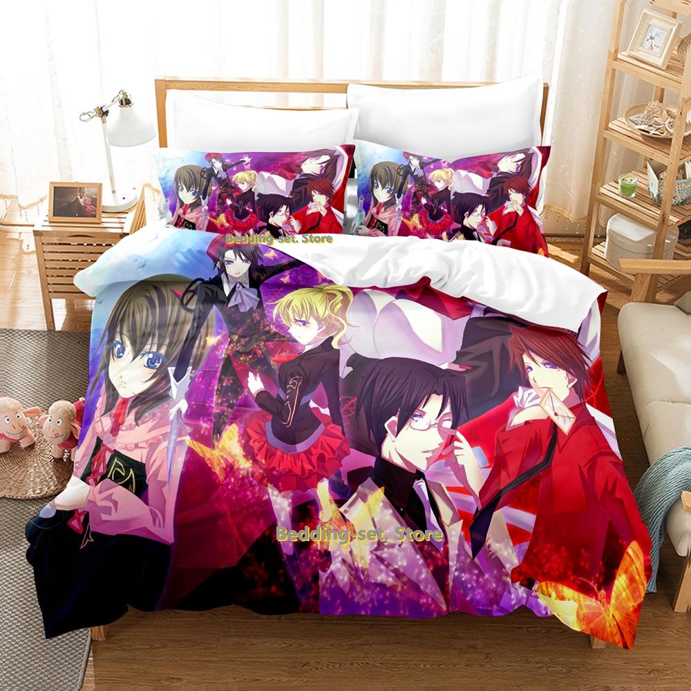 2024 Umineko When They Cry Bettwäscheset Einzelbett Twin Full Queen King Size Bettwäscheset Schlafzimmer für Erwachsene und Kinder Bettbezug-Set Anime Bettlaken