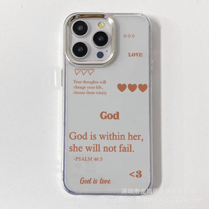 Love English Applicable iPhone15promax mobile phone case Apple 16 electroplated photo frame 14/13 protective case 17