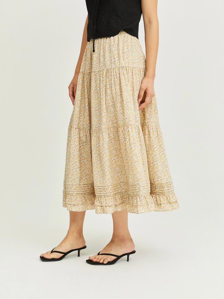 Seumaillingonmi Flower Tiered Skirt (Yellow)