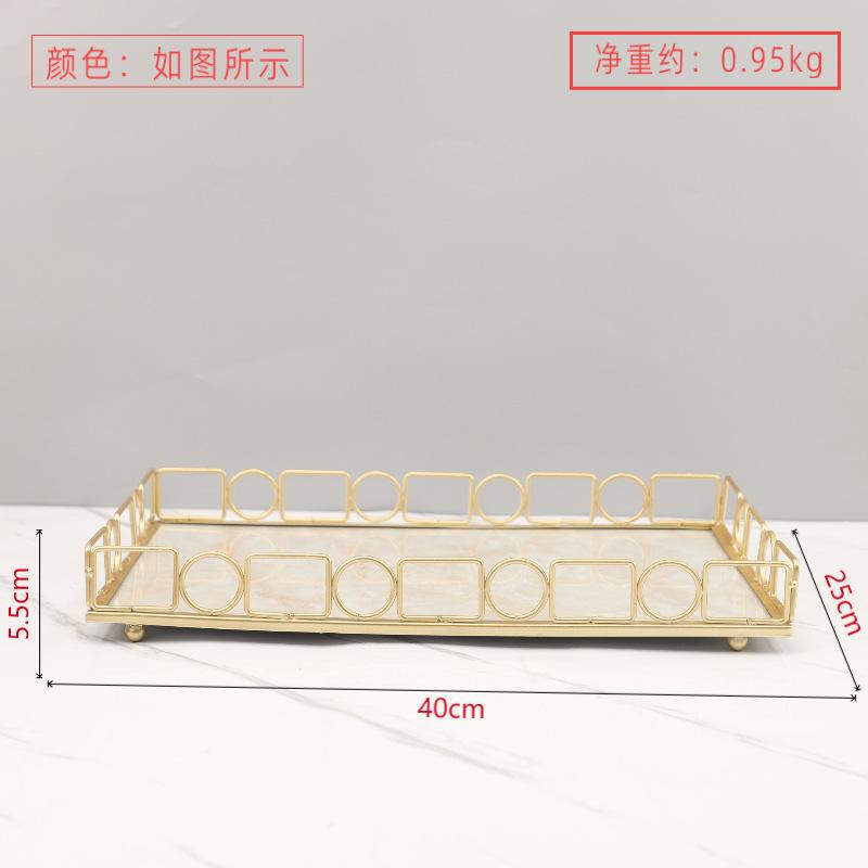 Luxury Metal Imitation Marble Rectangular Tray Living Room Decoration Key Remote Control Sundries Storage Tray Home Decoration