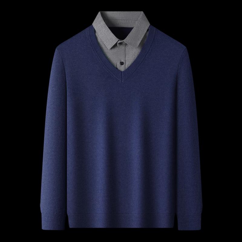Playboy Men's Faux Two-Piece Shirt Collar Sweater