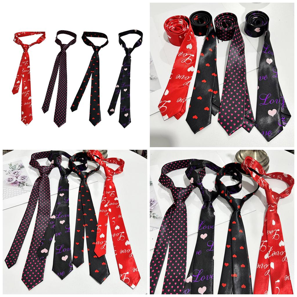 Elegante Seidige Schmale Krawatte für Männer und Frauen Herzmuster Moderne Herrenkrawatte Vielseitige Herrenkrawatte Hochzeit Junggesellenparty