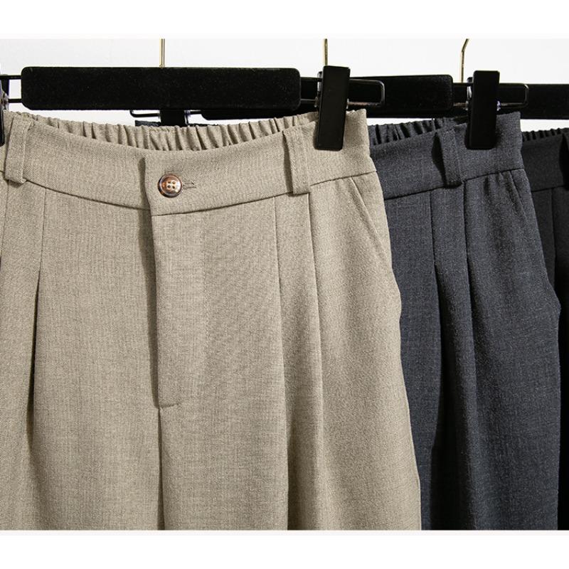 Dimanaf 2024 Spring Summer Plus Size Women Long Pants Trousers Loose Wide Leg Pants Casual Solid Large Size 5XL A