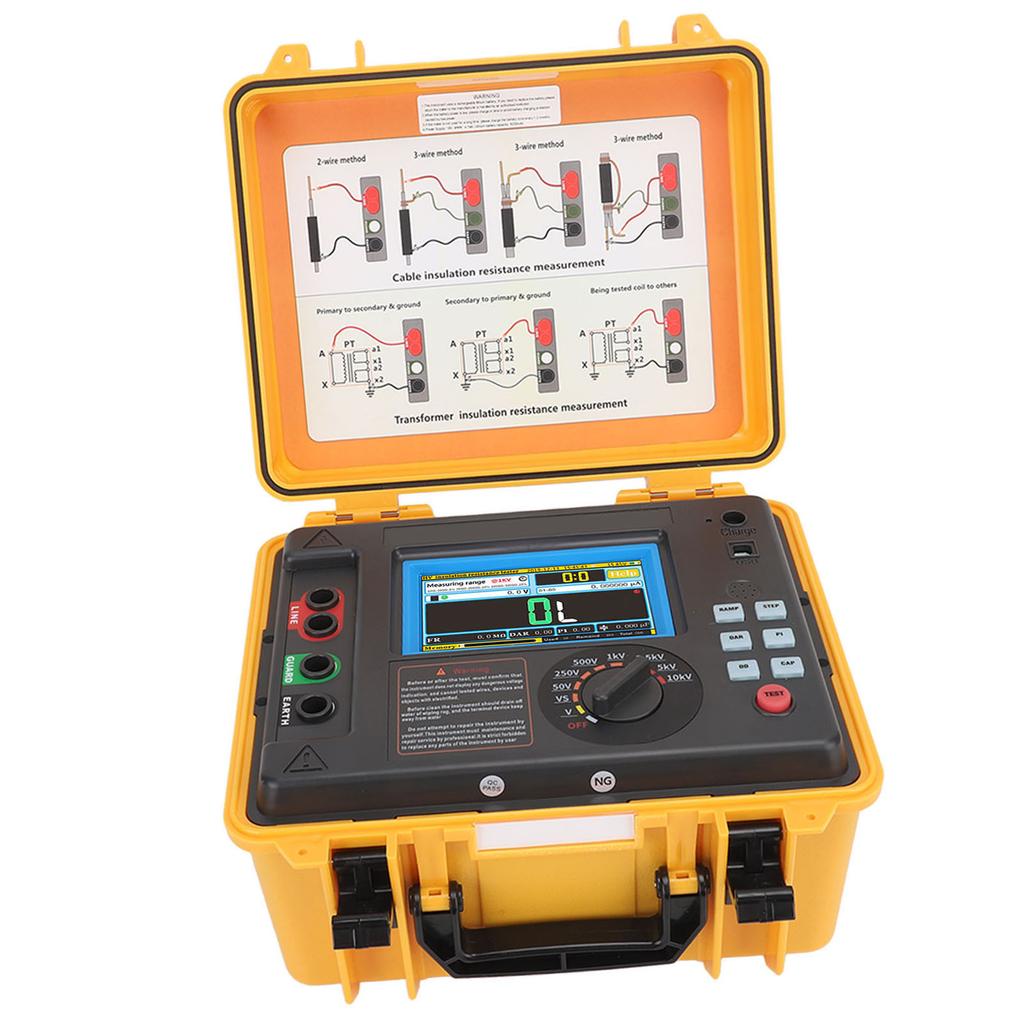 Digital Insulation Resistance Tester 10KV High Voltage Megohmmeter Earth Ground Resistance Meter 100‑240V UK Plug