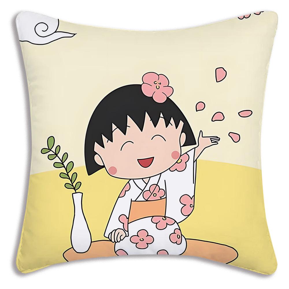 Anime Chibi M-Maruko-chanS Povlaky na polštáře Kreslený Dekorativní na pohovku Domácí Oboustranný tisk Krátký plyš Roztomilý povlak na polštář