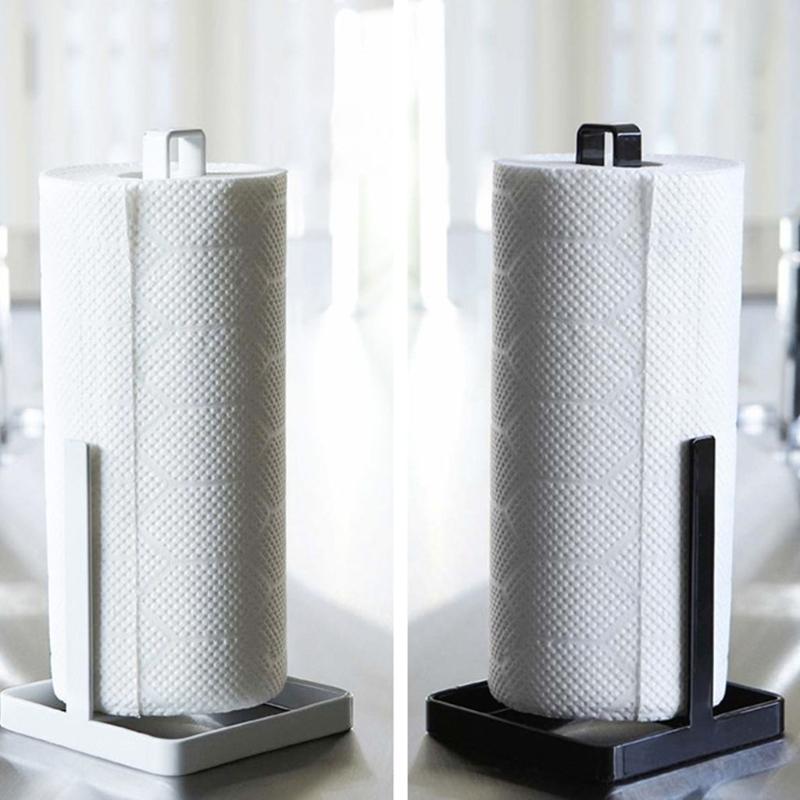 Metal Kitchen Roll Paper Towel Holder Bathroom Tissue Stand Vertical Napkin Rack Home Storage Accessories