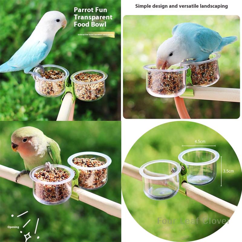 Parrot Food Bowl Feeder Cup With Clip Small Pet Bird Feeding Basin Bracket Feeder Water Bowl Bird Cage Feeder Pet Accessories