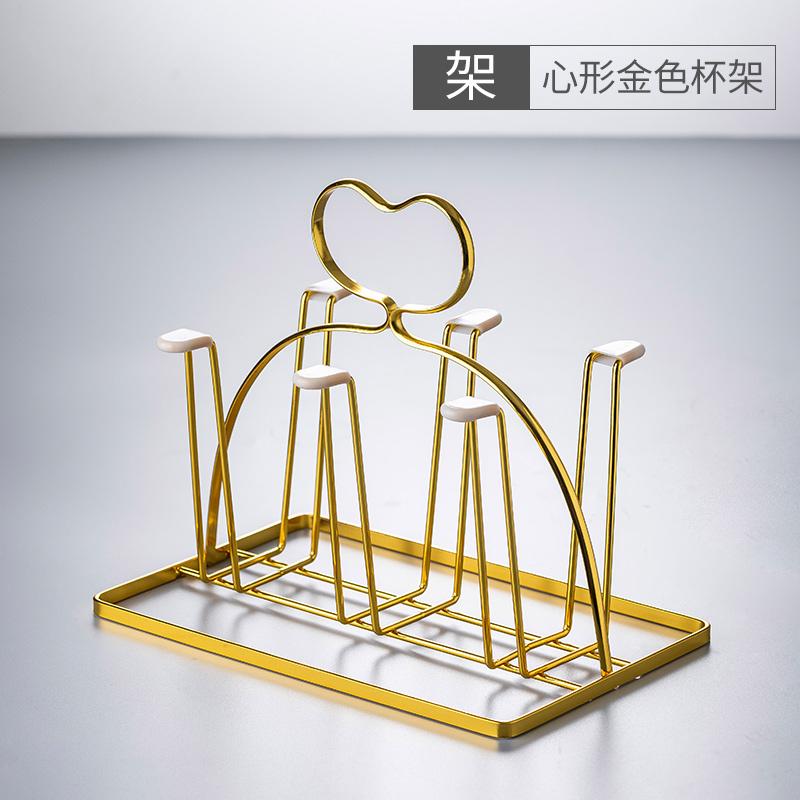 Metal Cup Holder Drain Rack Storage Tray Decorative Storage Rack Tumbler Holders Home Glass Cup Six-piece Suit Upside-down Shelf