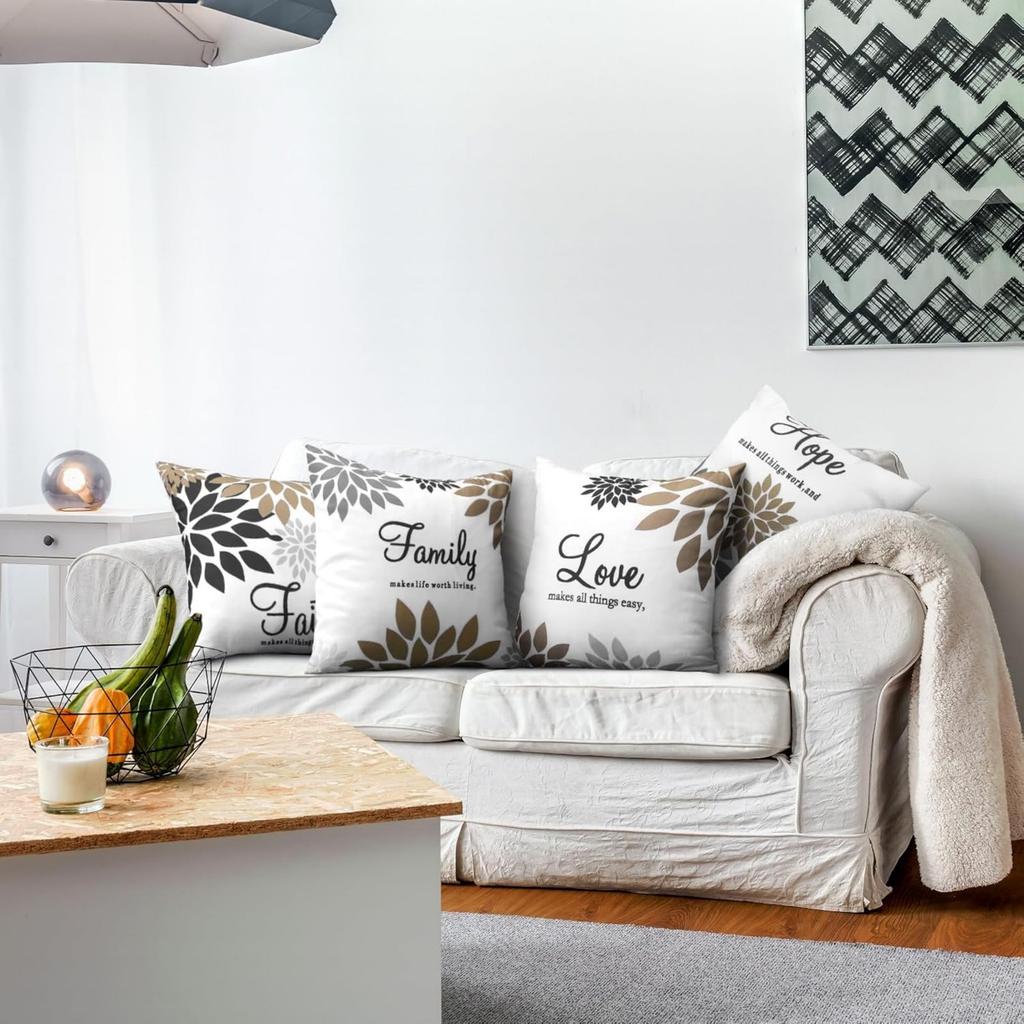4*45cm Throw Pillow Cover Set Of 4 Pieces. Geometric Art Single-sided Print. Hidden Zipper Design. Suitable For Sofa, Bedroom And Home Decoration.