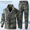 Men's Camouflage Workwear Set, Wear-Resistant Polyester-Cotton with Reflective Strips, Thickened for Spring & Autumn Outdoor Use