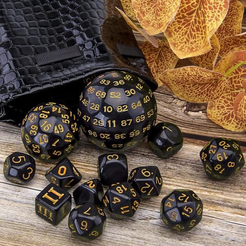 Polyhedral Dice Set of 15, including 100-sided and 100-sided Dice, D3-D100 Spherical RPG Dice, Polyhedral Dice for Tabletop Games, Board Games, RPGs,