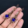 Blue Sapphire Earrings, Handmade Gemstone Earrings, 999 Copper Wire Wrapped Earrings Antique Jewelry, For Engagement Gift