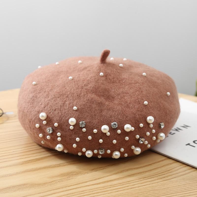 New Many Colors Women Pearl Outdoor Autumn Warm French Ladies Berets