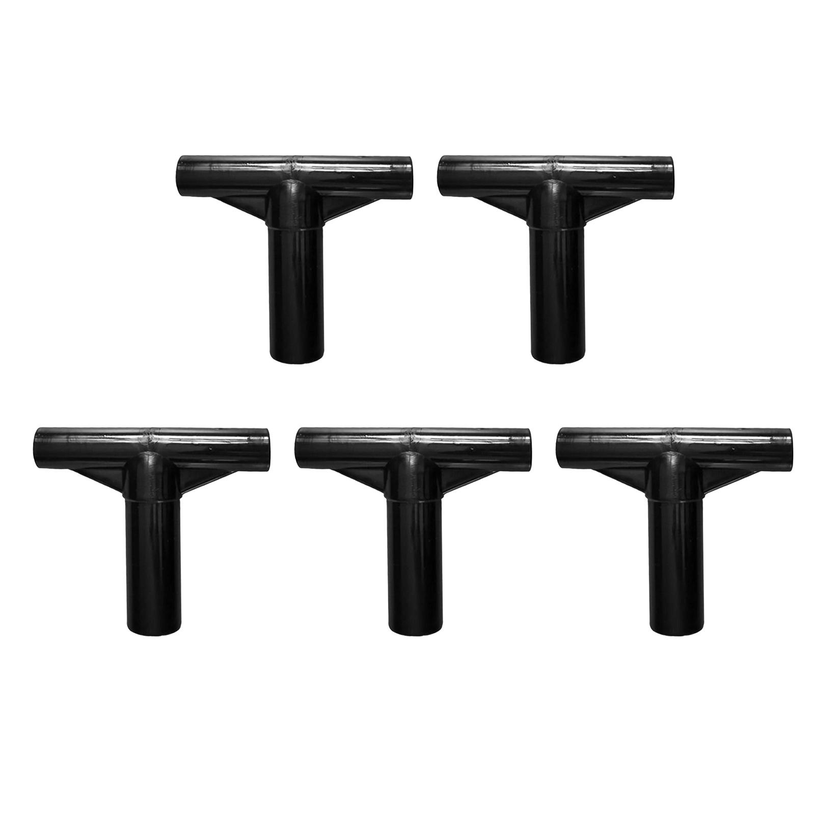 

5Pcs Trampoline Enclosure Pole End Caps T Shaped Pipe Sleeve Fittings Replacement Trampoline Pole Cover Enduring чёрный