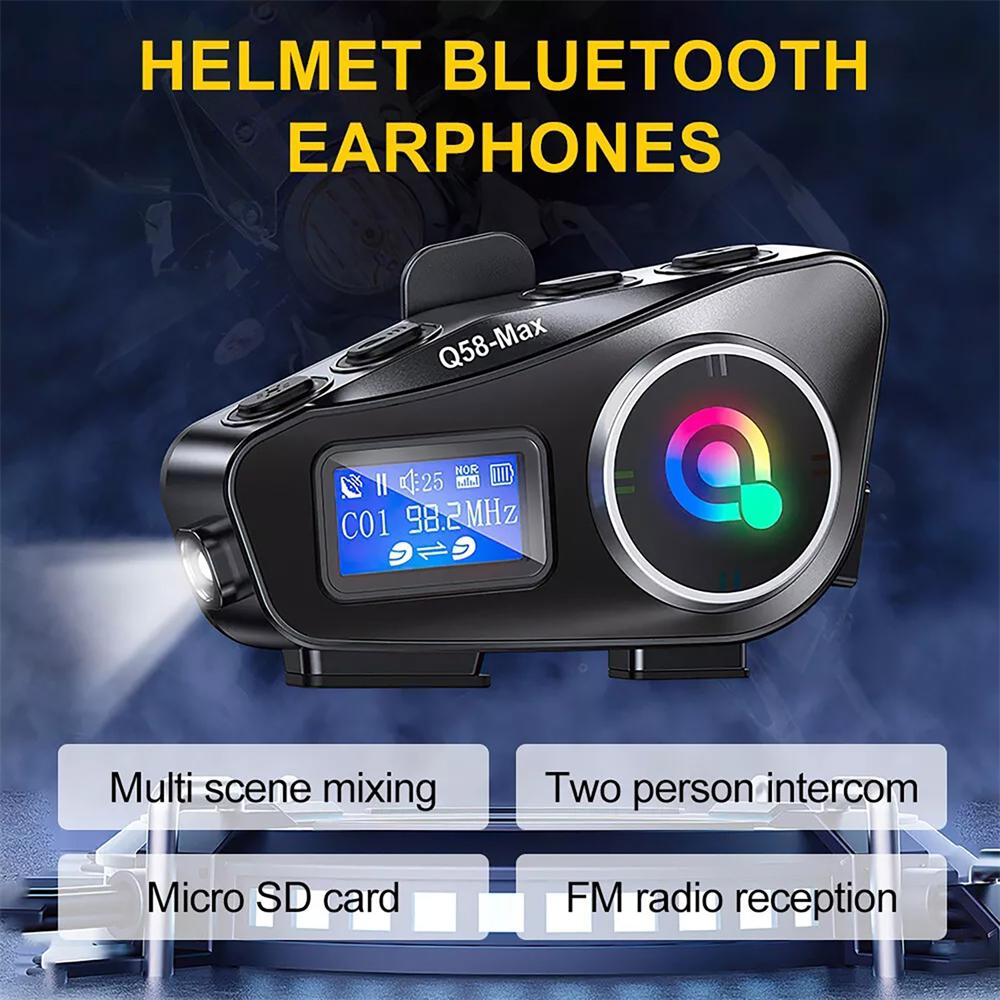 Car Bluetooth Headset Motorcycle Intercom Helmet LCD Waterproof maximum 32G